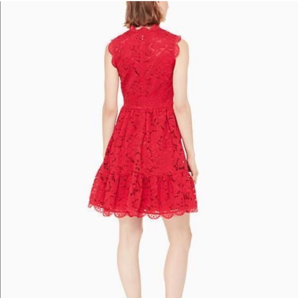 Kate Spade poppy field red lace dress with scalloped trim - Picture 2 of 10